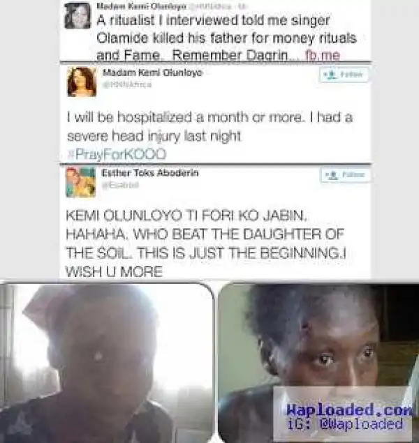 Photos: Fan Mocks Kemi Olunloyo For Having Head Injury After Calling Olamide Ritualist